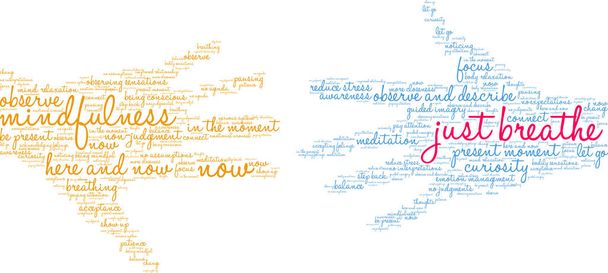 Just Breathe word cloud on a white background.  - Vector, Image