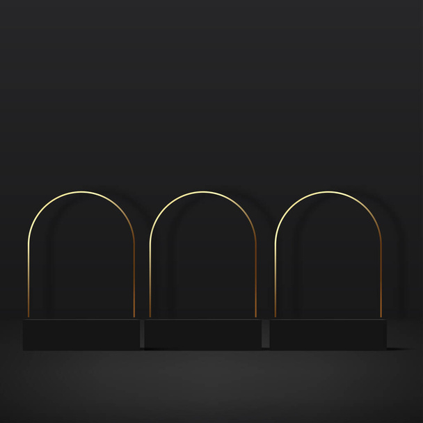 Abstract room with luxury black and golden pedestal podium. Vector illustration - Vector, Image