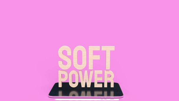soft power text on tablet üzleti koncepció 3d renderin - Fotó, kép