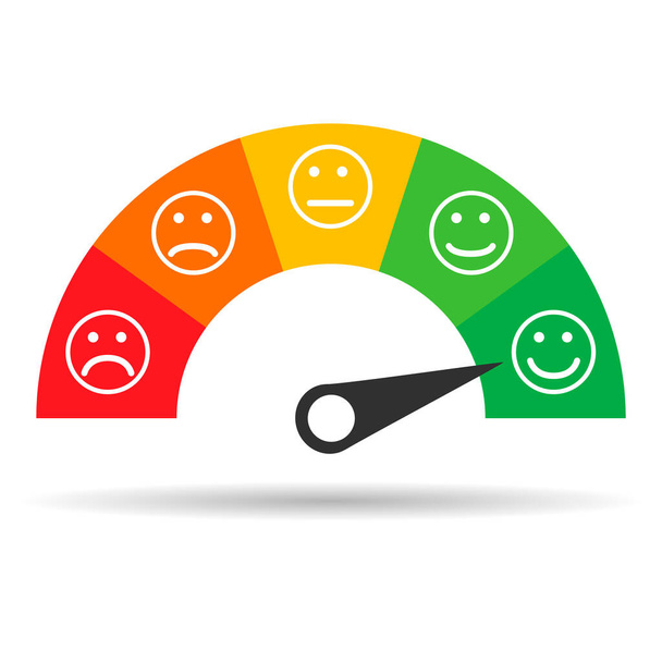 Icona ombra del misuratore di soddisfazione del cliente, grafico rating misurare business report vettoriale illustrazione . - Vettoriali, immagini