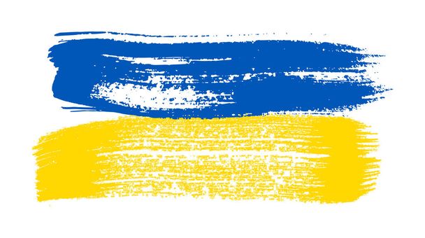 Grunge tarzında Ukrayna ulusal bayrağı. Ukrayna 'nın fırça darbesi bayrağıyla boyanmış. Vektör illüstrasyonu - Vektör, Görsel