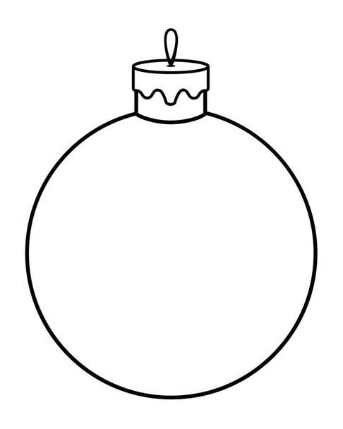 Christmas ball, Christmas toy - vector linear picture for coloring book, logo or pictogram. Outline. Element for Christmas coloring book - Vektör, Görsel