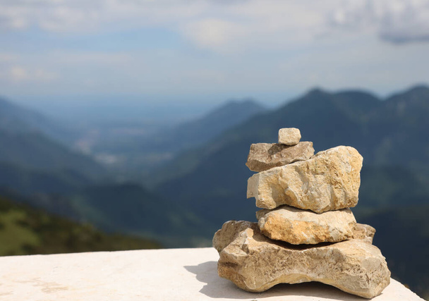 heap of rocks called CAIRN in mountain without people - Фото, изображение