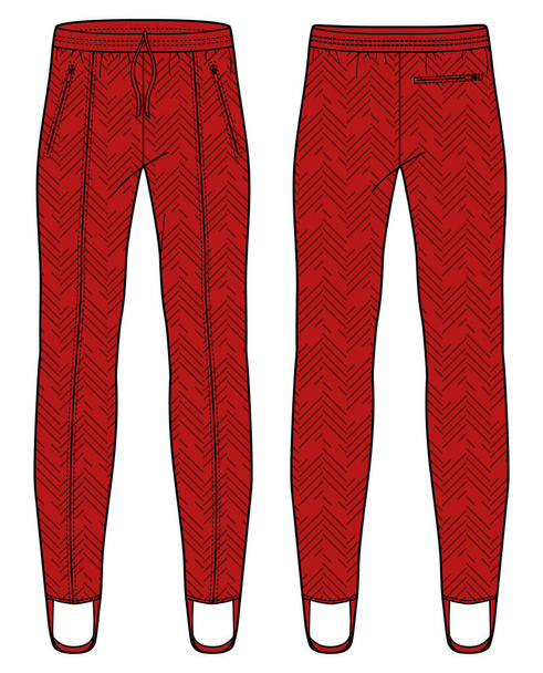 Jogger track bottom Pants design flat sketch vector illustration, Track pants concept with front and back view, Sweatpants for running, jogging, fitness, and active wear pants design. - ベクター画像