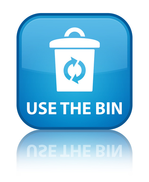 Bin (ikonu koše) lesklý modrý odraženého čtvercové tlačítko použít - Fotografie, Obrázek