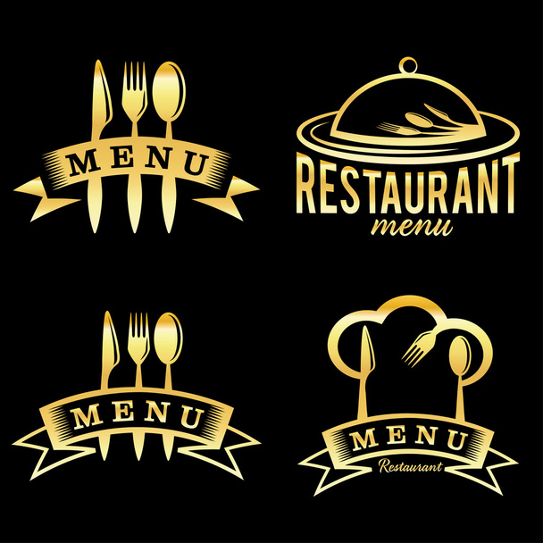 набор элементов золотого ресторана и меню
 - Вектор,изображение