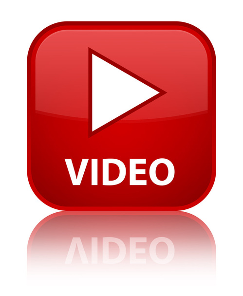 Video glossy red reflected square button - Photo, Image