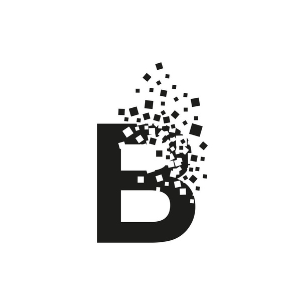 The letter B turns into a cloud of squares of different sizes. - Vector, Image