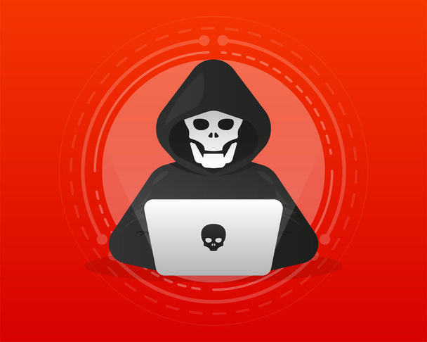 Phishing by hackers and cybercriminals, identity theft, password, user login, document, email and credit card. Hacker logo. Vector illustration. - Вектор,изображение