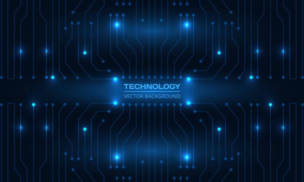Placa de circuito abstracto tecnología digital futurista azul oscuro concepto de fondo - Vector, imagen