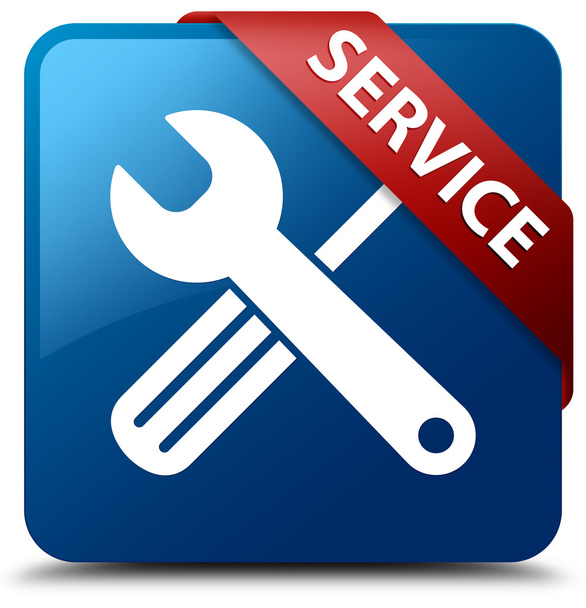 Service glanzende blauwe vierkante knop - Foto, afbeelding
