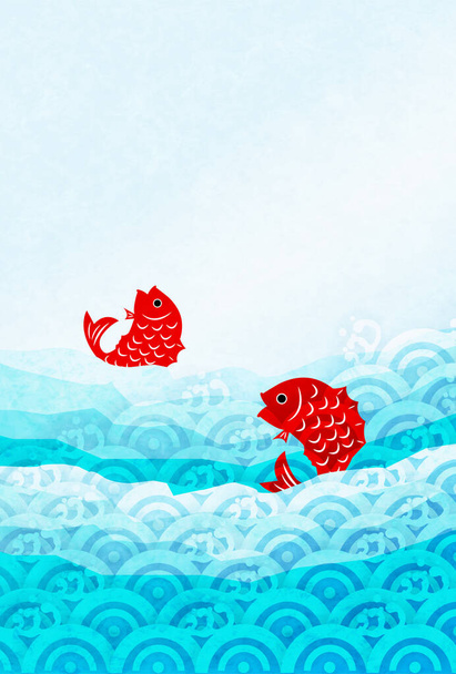 Vague brème de mer fond motif japonais - Vecteur, image