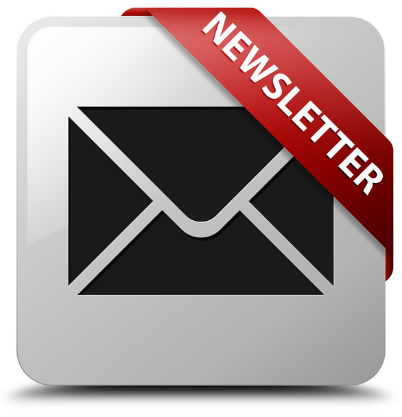 Nieuwsbrief (e-mailpictogram) glanzende witte vierkante knop - Foto, afbeelding