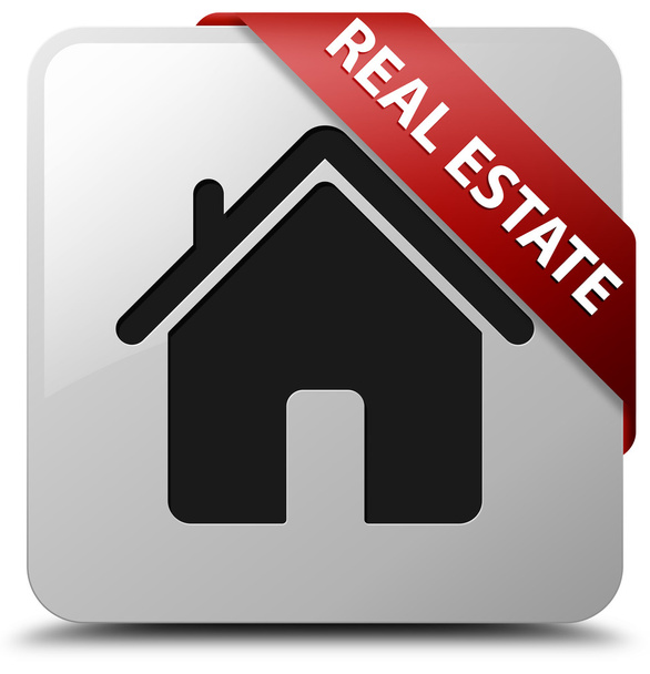 Real estate lesklé bílé čtvercové tlačítko - Fotografie, Obrázek