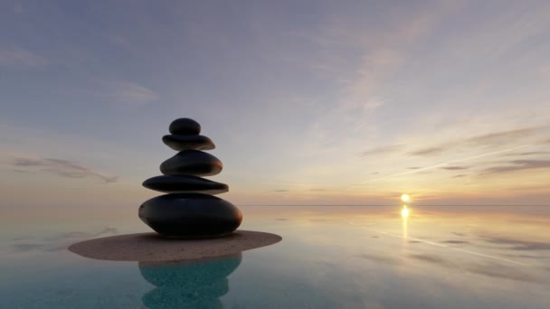 Ροκ Πέτρες της ισορροπίας στην παραλία Φύση φόντο zen έννοια - Πλάνα, βίντεο