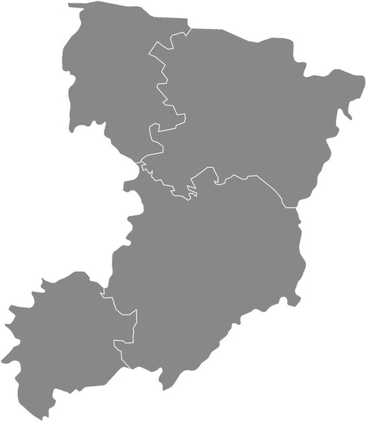 Gray flat blank vector map of raion areas of the  Ukrainian administrative area of RIVNE OBLAST, UKRAINE with white  border lines of its raions - Vector, afbeelding