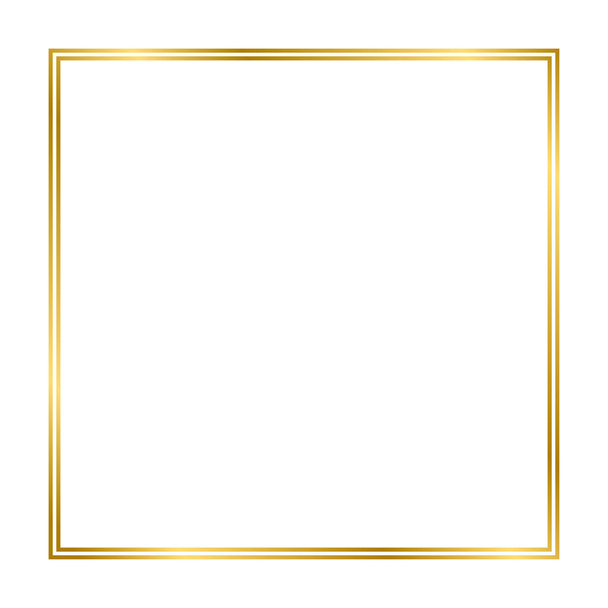Marco cuadrado vintage brillante brillante dorado con sombras aisladas sobre fondo blanco. Borde cuadrado realista de oro. Ilustración vectorial - Vector, Imagen