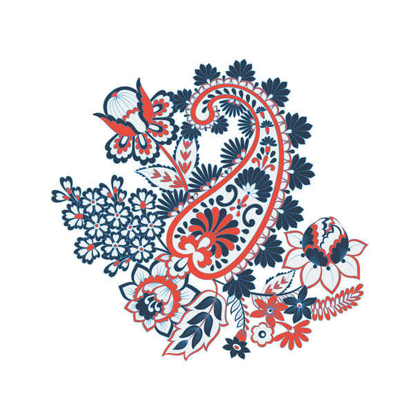 Paisley Damast ornament. Geïsoleerde vectorillustratie - Vector, afbeelding