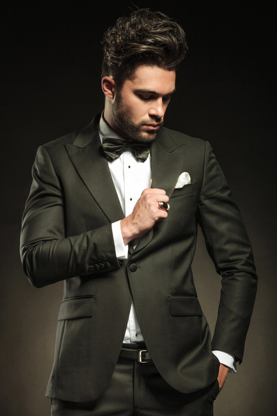 Handsome business man fixing his tuxedo - Photo, Image