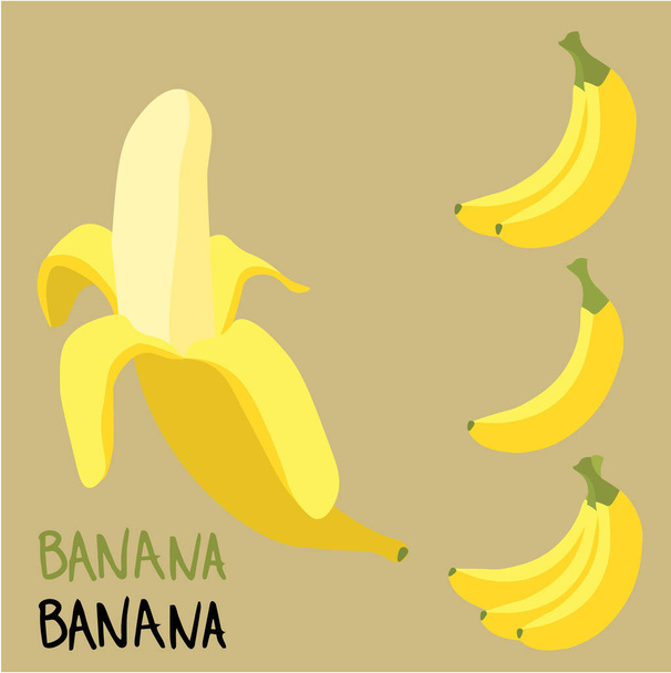 Minimalistic vector yellow bananas illustration and handwritten text - Vector, afbeelding
