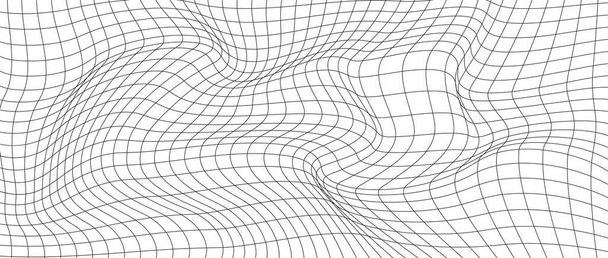 Malla 3D ondulada abstracta sobre un fondo blanco. Onda dinámica geométrica. Alambre de tecnología 3D. Ilustración vectorial. - Vector, imagen