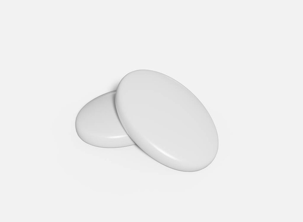 Two White Oval Soap Bar Mockup. Isolated Cosmetic Product. 3d rendering - Foto, Imagem