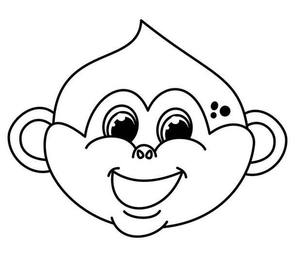 Infant face of a young smiling monkey with black eyes - Vector, Image