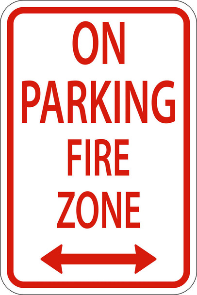 No Parking Fire Zone,Double Arrow Sign On White Background - Vektor, Bild