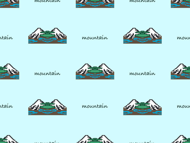 Mountain karikatura znak bezešvé vzor na modrém pozadí.  - Vektor, obrázek