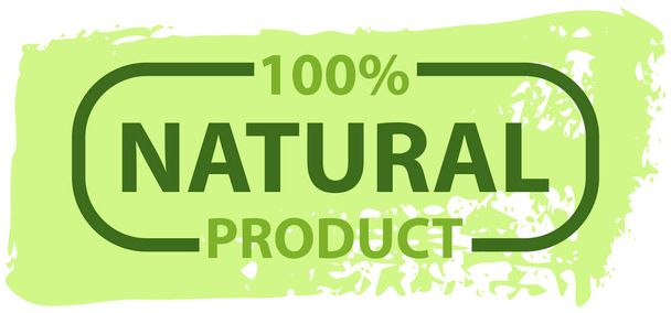 Natural herbal products sign, round stamp. Tag or sticker, eco-friendly, organic logo emblem - Vektori, kuva