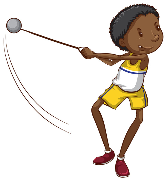 A simple drawing of a young boy throwing a ball - Vector, Image