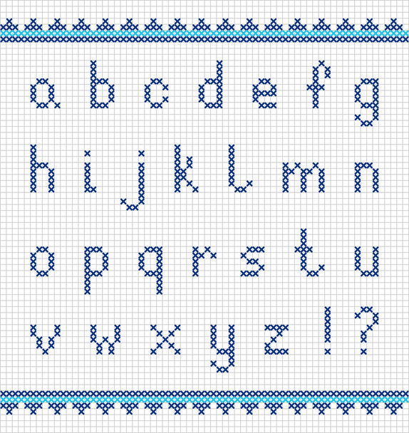 Alfabeto bordado, letras pequeñas. Estuche reducido
 - Vector, Imagen