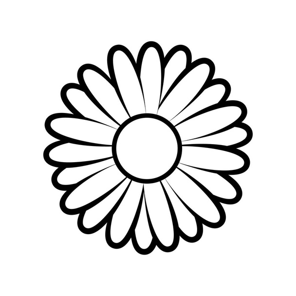 Cute vector daisy logo, simple icon, black and white - Vetor, Imagem