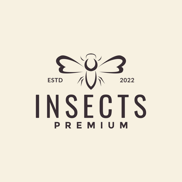 昆虫フライヒップスターロゴデザインベクトルグラフィックシンボルアイコンイラストクリエイティブアイデア - ベクター画像