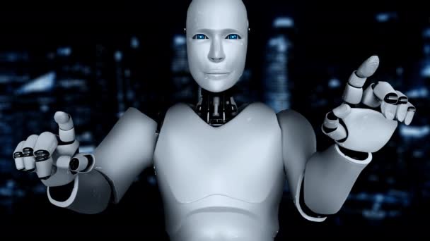 Futuristische robot kunstmatige intelligentie verhelderende AI-technologie concept - Video