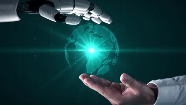Robot futurista inteligencia artificial que ilumina el concepto de tecnología IA - Imágenes, Vídeo
