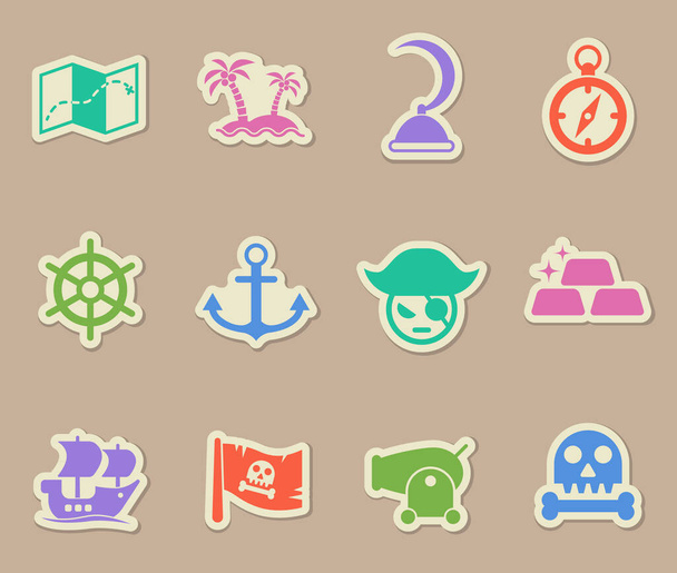 pirates color paper stickers - Vector, imagen