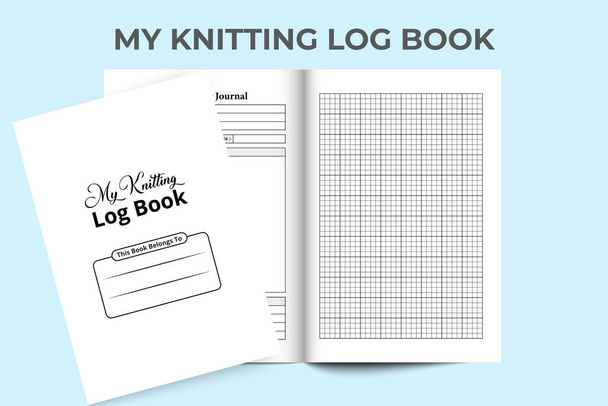 Knitting information KDP interior logbook. Knitting and sewing info tracker and sketch planner notebook template. KDP interior journal. Daily knitting diary and maker information recorder interior. - Vektor, kép