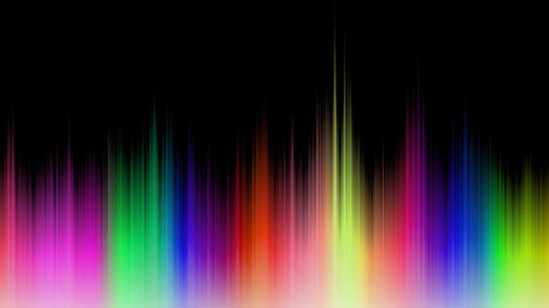 Bandes colorées floues et pointues en mouvement. Animation avec diapositive abstraite faite de lignes multicolores. Bande montante avec des lignes qui scintillent dans différentes couleurs. - Séquence, vidéo