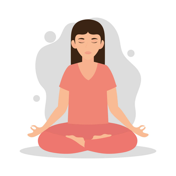 woman practicing meditation yoga - Vector, Imagen