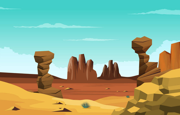 Horizon Sky Western American Rock Cliff Vast Desert Landscape Illustration - Vector, afbeelding