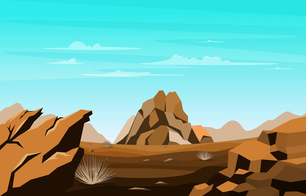 Horizon Sky Western American Rock Cliff Obrovská pouštní krajina ilustrace - Vektor, obrázek