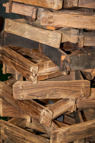 Various traditional woodworking tools close-up - Фото, изображение