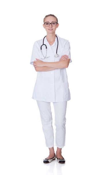 Young Female Doctor Standing Arms Crossed - Fotó, kép