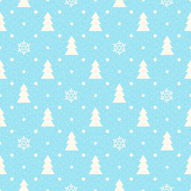 Christmas seamless background with fir tree and snowflakes - Vetor, Imagem