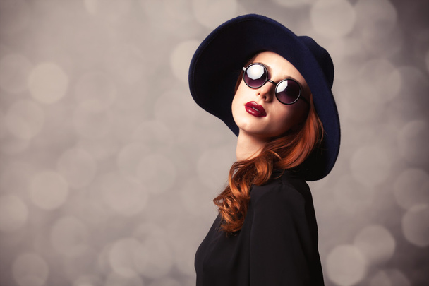 Style redhead women with sunglasses. - Photo, Image