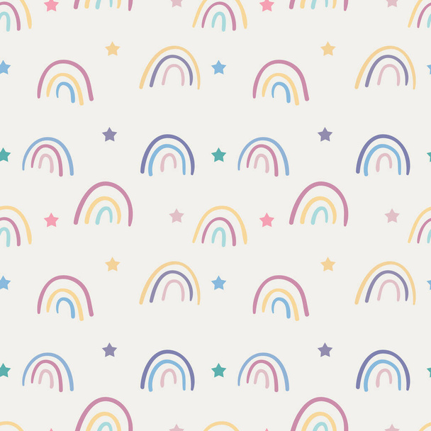 Schattige regenboog doodles patroon, met de hand getrokken elementen, naadloze vector herhalen - Vector, afbeelding