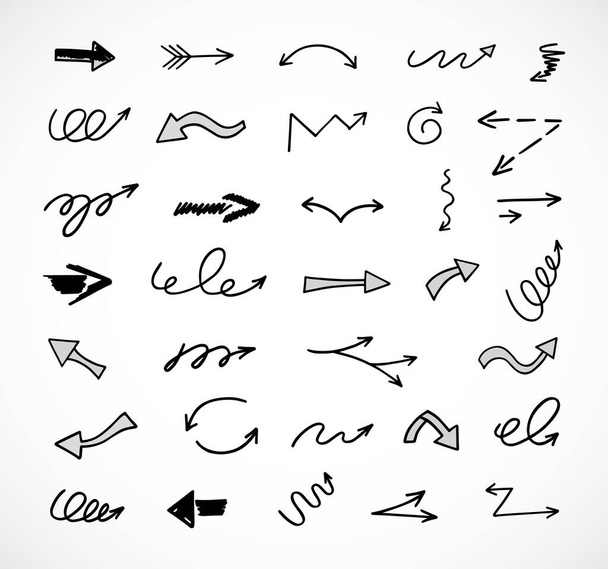 Vector set of hand drawn arrows, elements for presentation - Vetor, Imagem