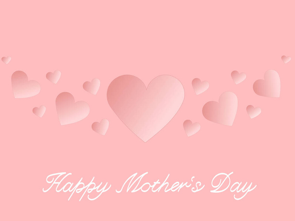 illustration of hearts near happy mothers day lettering on pink  - Vector, Image