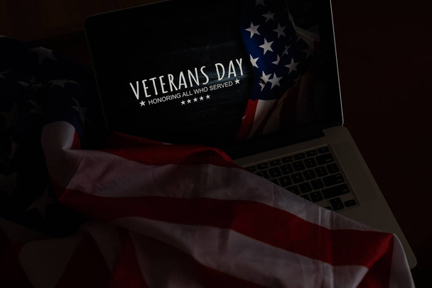 Composto digital de veteranos dia, bandeira EUA - Foto, Imagem